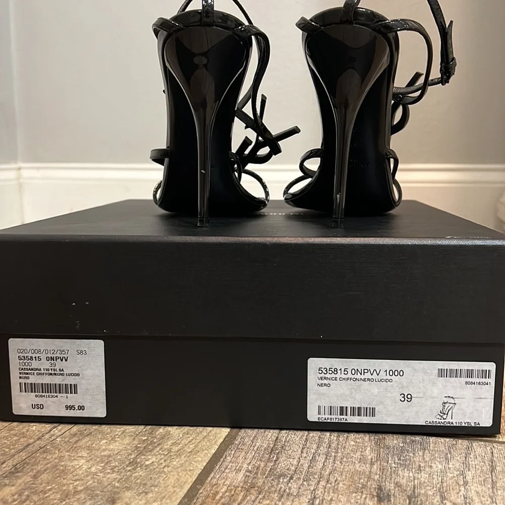 Saint Laurent Cassandra 110 Black Patent Leather Sandal size 39 - Picture 6 of 11